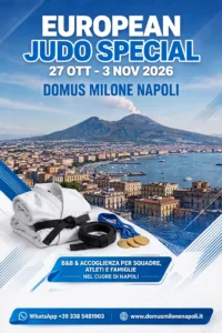 Domus Milone Napoli in Via Mancinelli 45 - B&B con vista Castel Sant'Elmo e collina San Martino, alloggio consigliato per squadre e atleti U23 European Judo Championships Napoli 30 Ottobre - 1 Novembre 2026 al PalaVesuvio - Colazione e deposito attrezzatura kimono