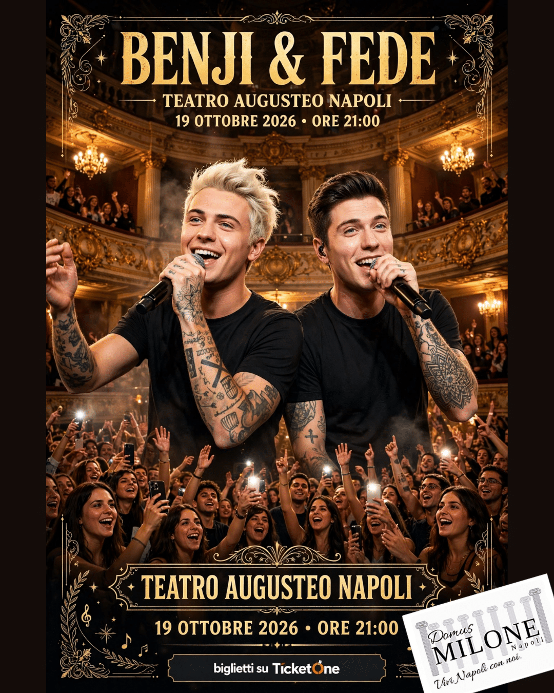 Concerto Benji e Fede Napoli 19 ottobre 2026 Teatro Augusteo ore 21 biglietti TicketOne